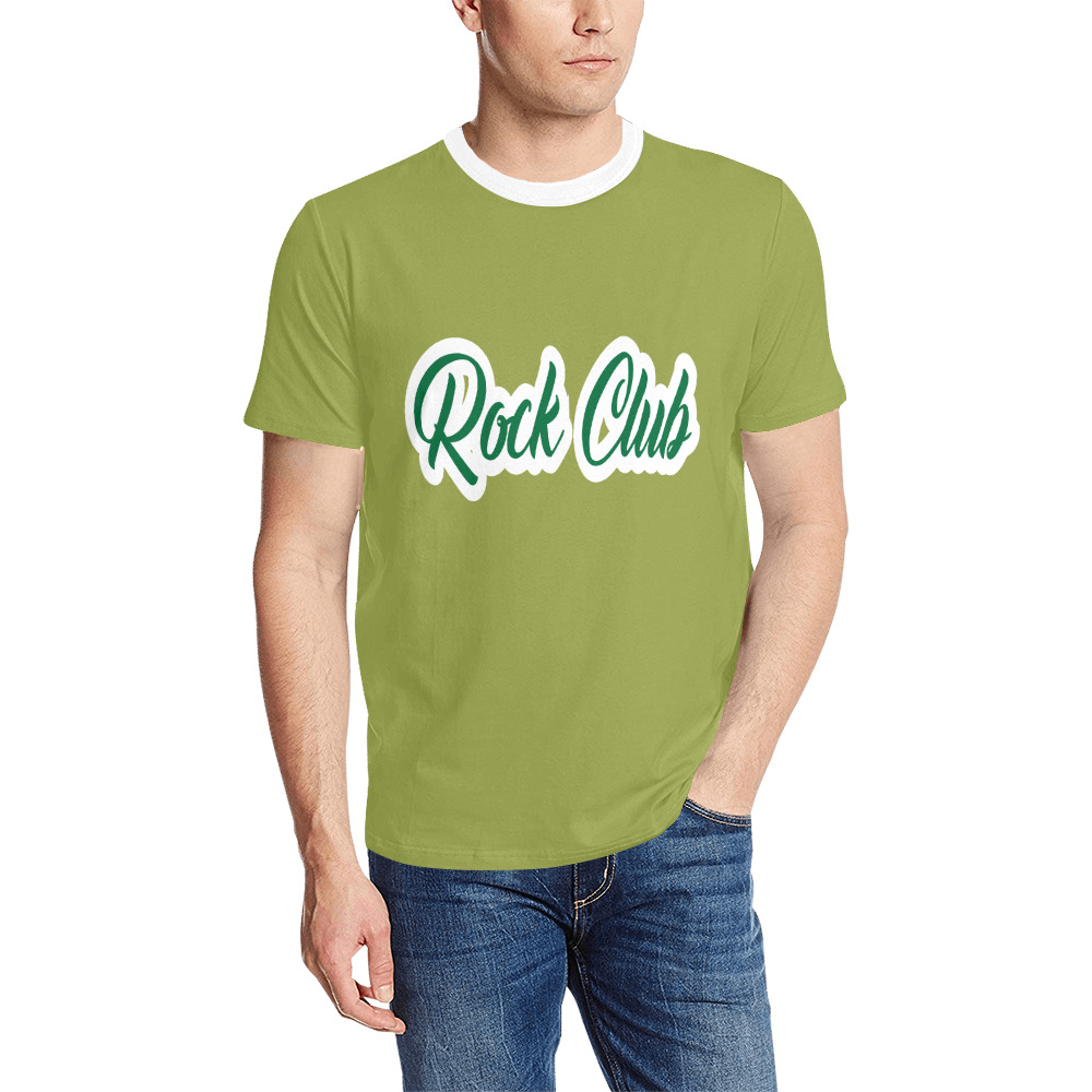 GREEN Men's All Over Print T-Shirt (Solid Color Neck) (Model T63)