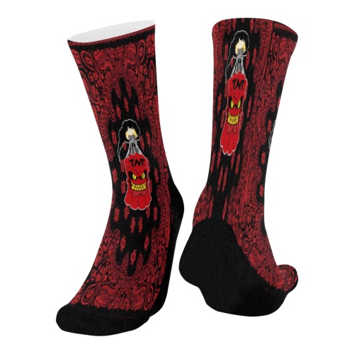 Red Bandana Mid-Calf Socks (Black Sole)