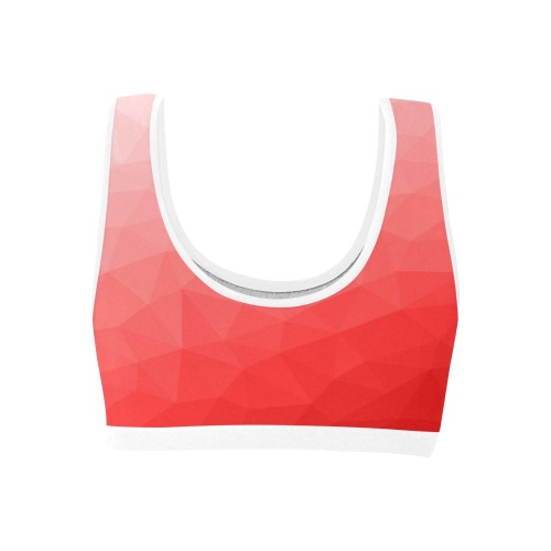 Red gradient geometric mesh pattern Women's All Over Print Sports Bra (Model T52)