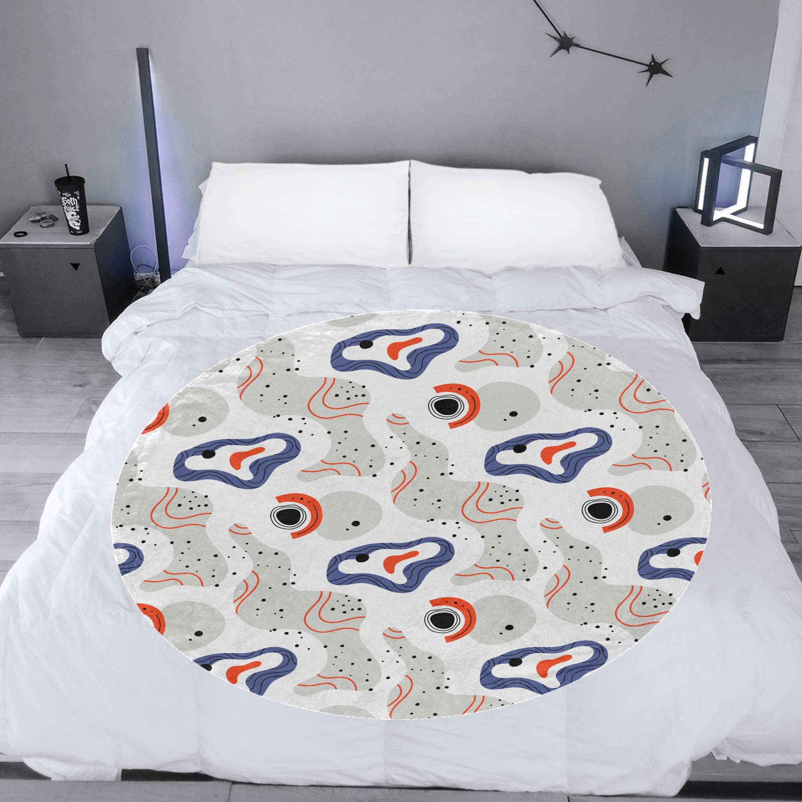 Elegant Abstract Mid Century Pattern Circular Ultra-Soft Micro Fleece Blanket 47"