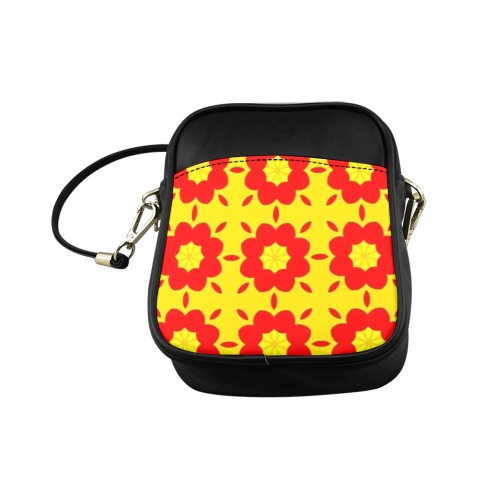 Red Flowers on Yellow Sling Bag (Model 1627)