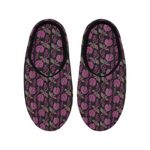 Sweet floral pattern Women's Non-Slip Cotton Slippers (Model 0602)