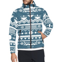Unisex Tribal Pattern Windbreaker - Blue and White Unisex All Over Print Windbreaker (Model H23)