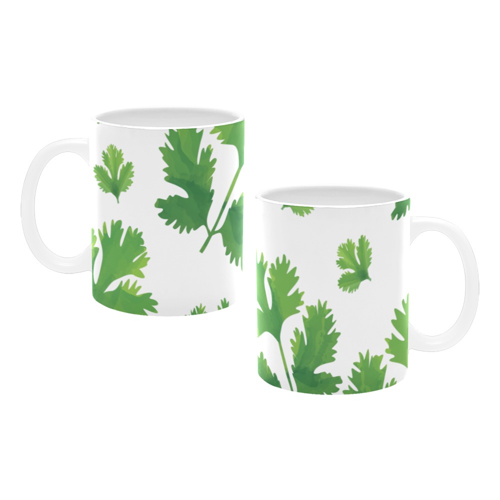 Green parsley leaves pattern White Mug(11OZ)