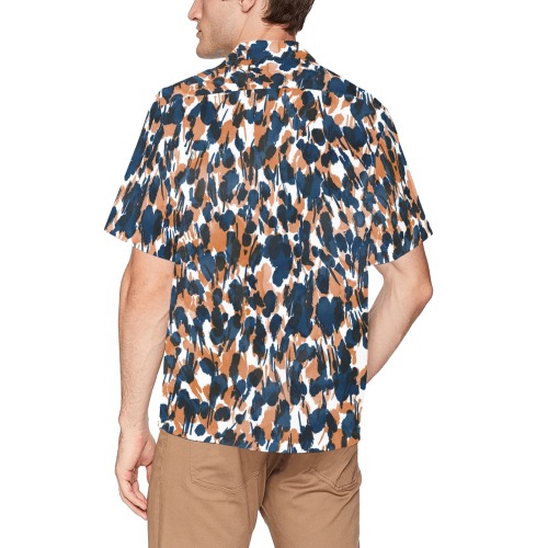 Dots brushstrokes animal print Hawaiian Shirt with Chest Pocket (Model T58)