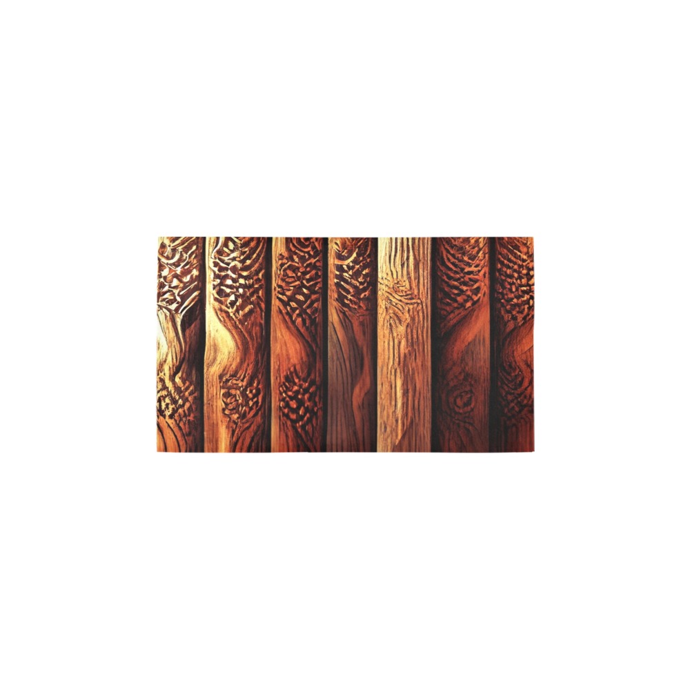 Aztec pattern on wood 3 Bath Rug 16''x 28''