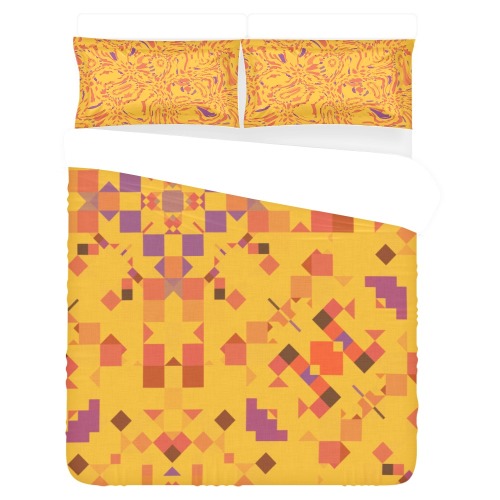 Yellow Orange Abstract 3-Piece Bedding Set