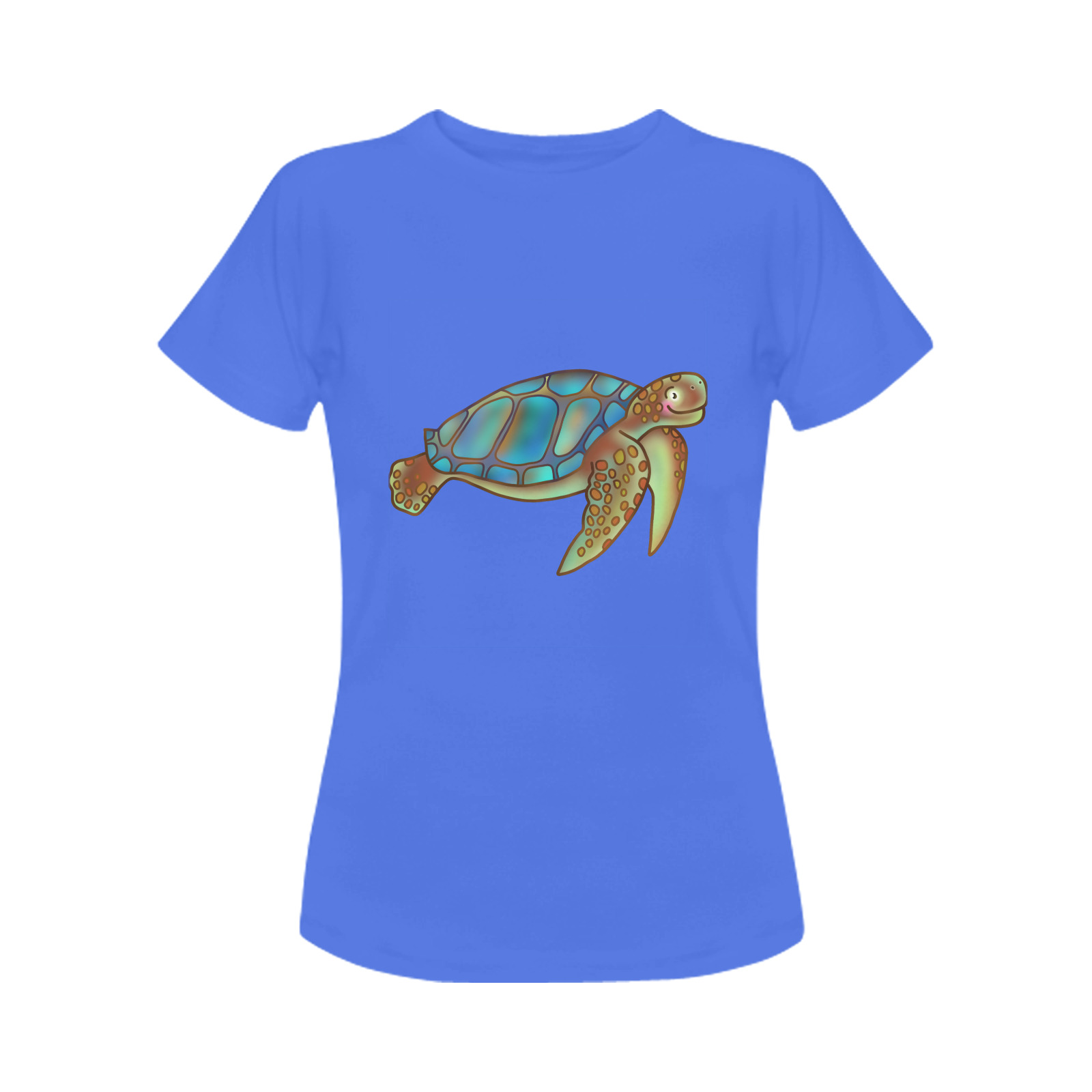 Turtle Sealife Cartoon Women's T-Shirt in USA Size (Front Printing Only)