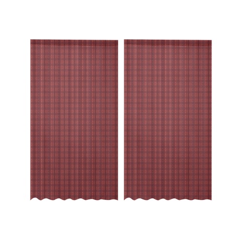 burgundy repeating pattern Gauze Curtain 28"x63" (Two-Piece)