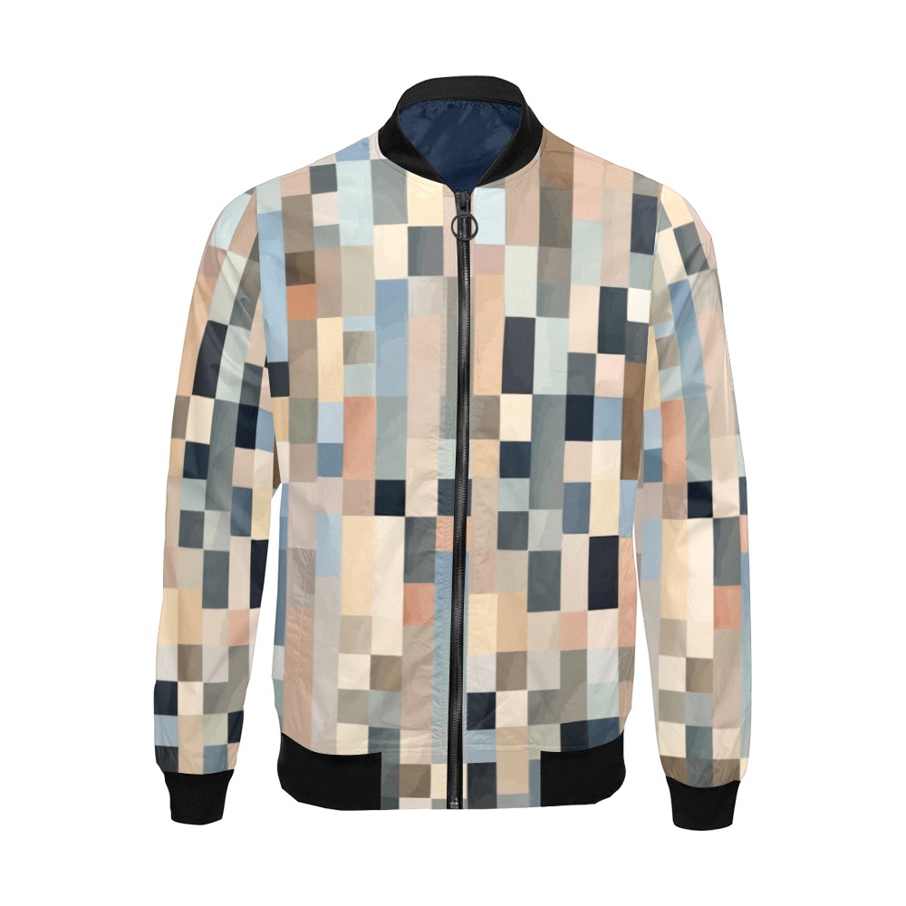 Checkered pattern of rectangular and square shapes All Over Print Bomber Jacket for Men (Model H19)