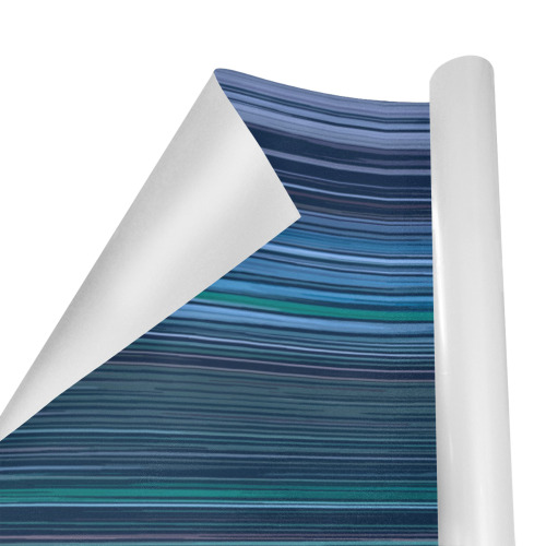 Abstract Blue Horizontal Stripes Gift Wrapping Paper 58"x 23" (1 Roll)