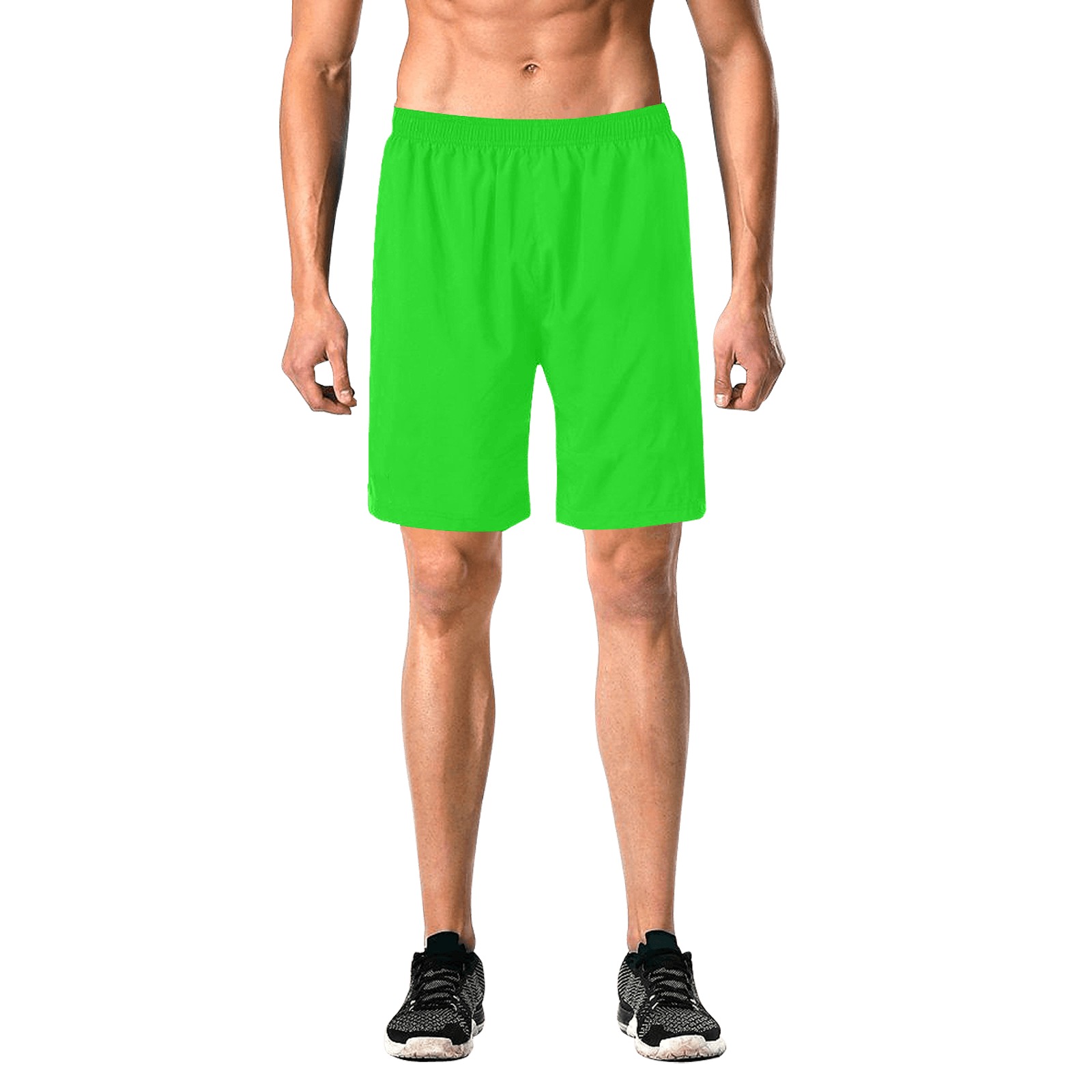 Merry Christmas Green Solid Color Men's All Over Print Elastic Beach Shorts (Model L20)