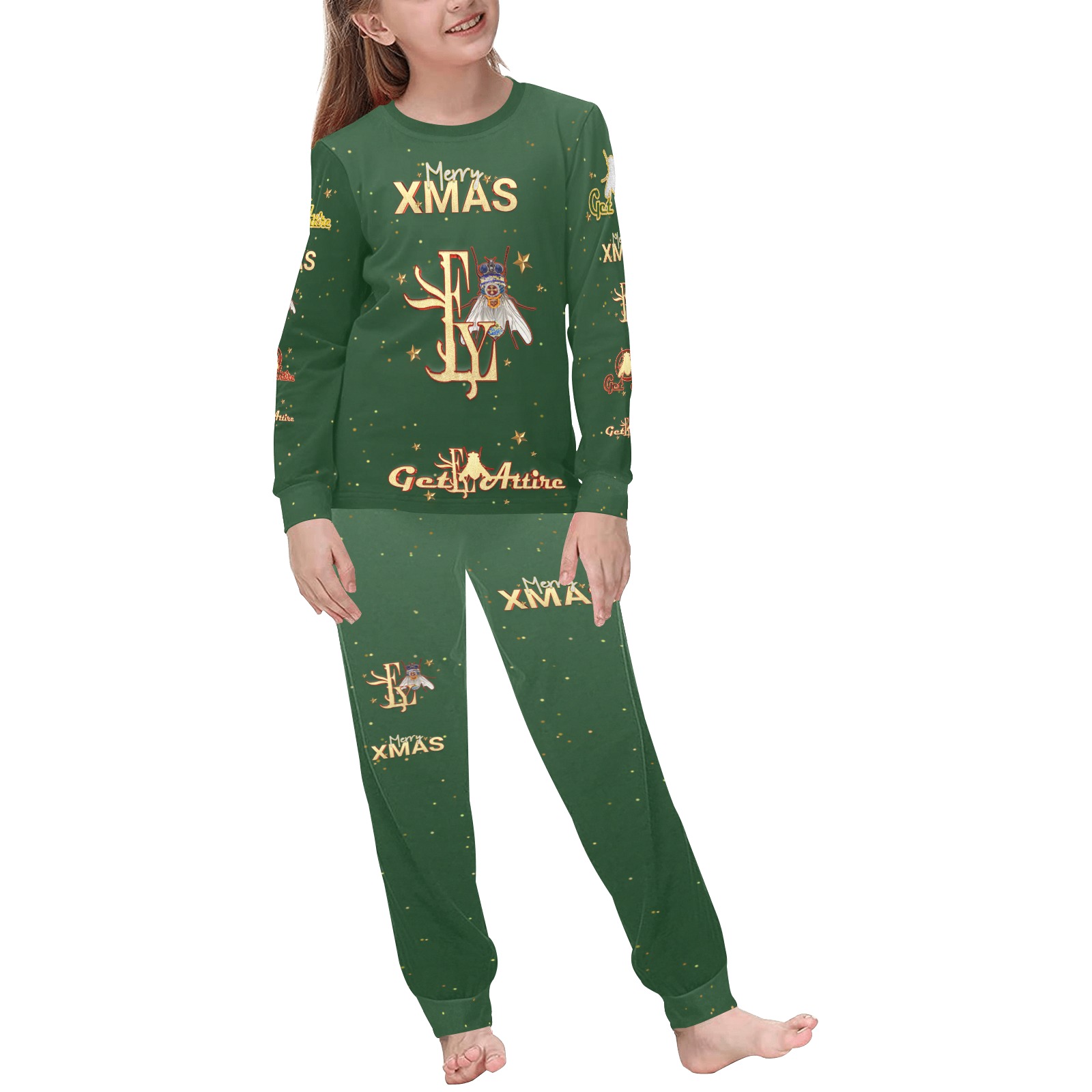 MERRY Xmas Collectable Fly Kids' All Over Print Pajama Set