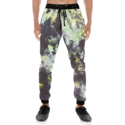 Green and black colorful marbling Men's All Over Print Sweatpants (Model L11)