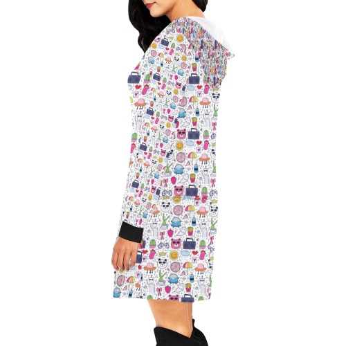 harajuki All Over Print Hoodie Mini Dress (Model H27)