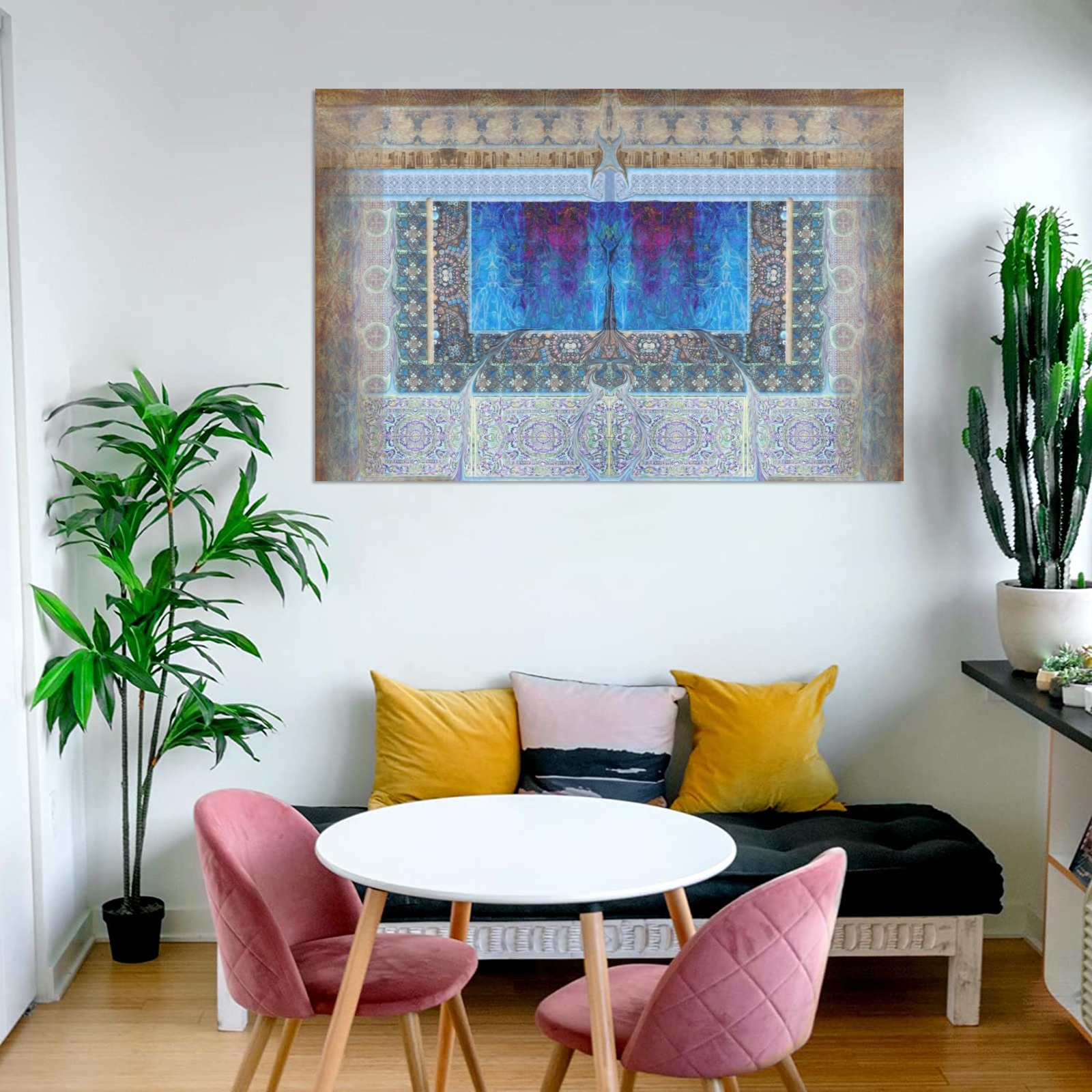 mosaic and snake Frame Canvas Print 48"x32"