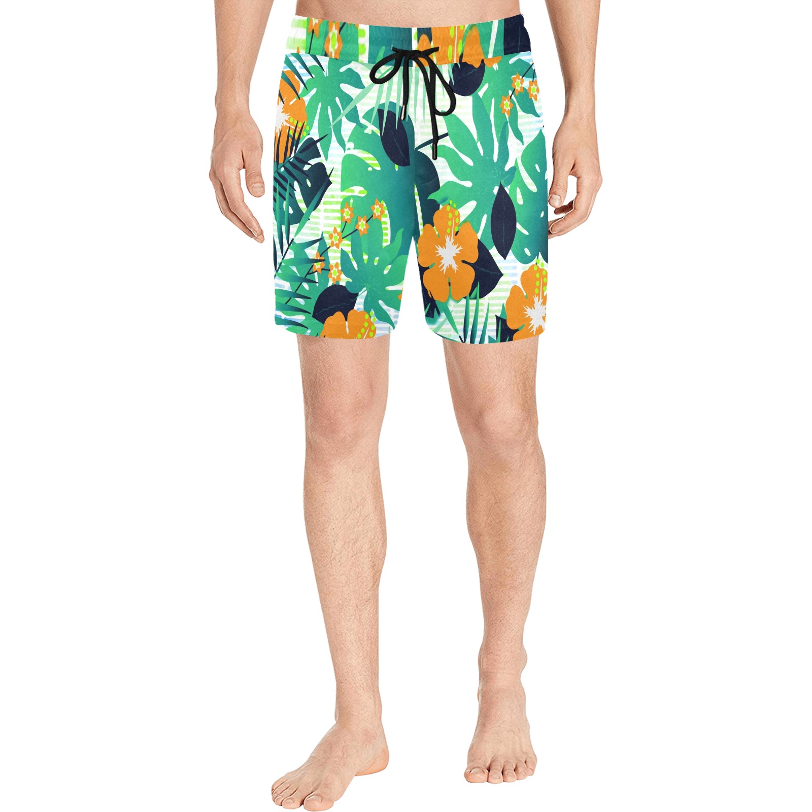 GROOVY FUNK THING FLORAL Men's Mid-Length Swim Shorts (Model L39)