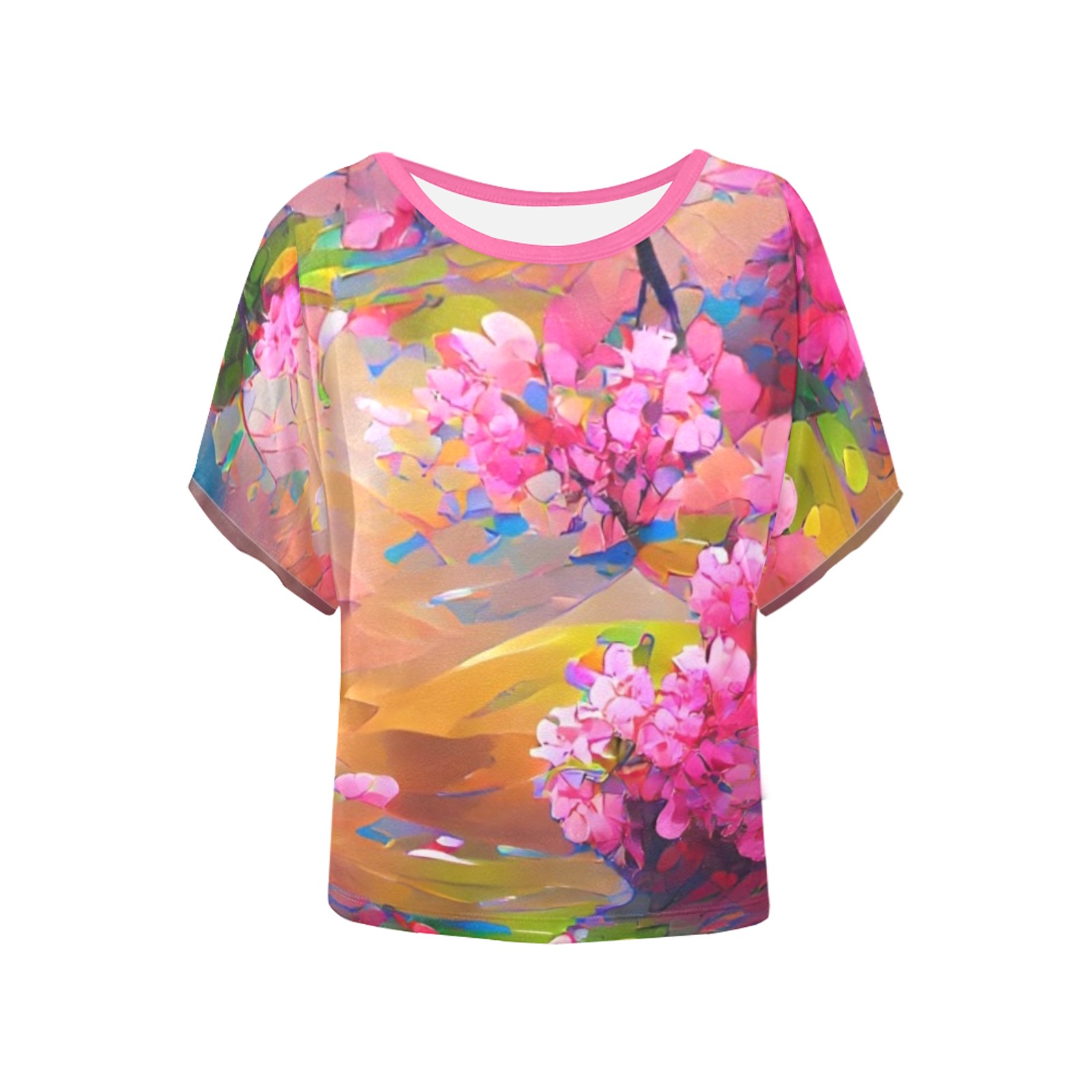 Spring_Blossom_TradingCard Women's Batwing-Sleeved Blouse T shirt (Model T44)