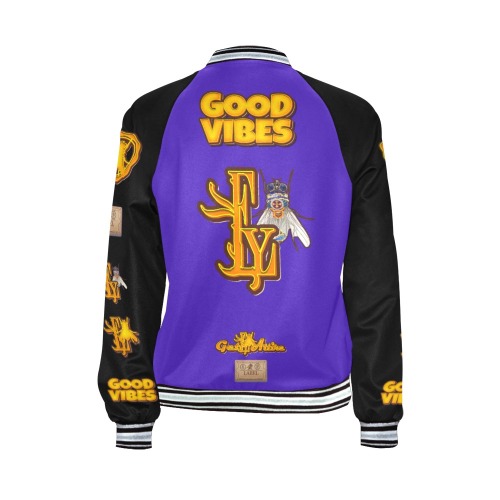 Good Vibes Collectable Fly All Over Print Bomber Jacket for Women (Model H21)