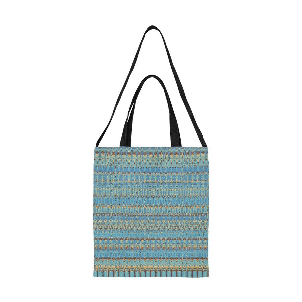 Blue Gold Brown Mosaic Pattern All Over Print Canvas Tote Bag/Medium (Model 1698)
