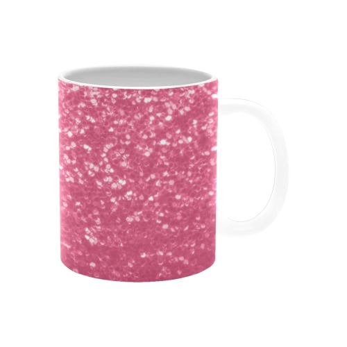 Magenta light pink red faux sparkles glitter White Mug(11OZ)