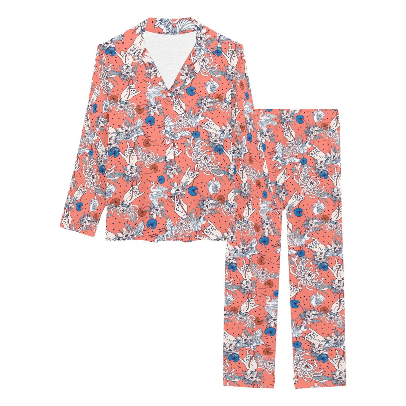 Asian pattern 70 Women's Long Pajama Set