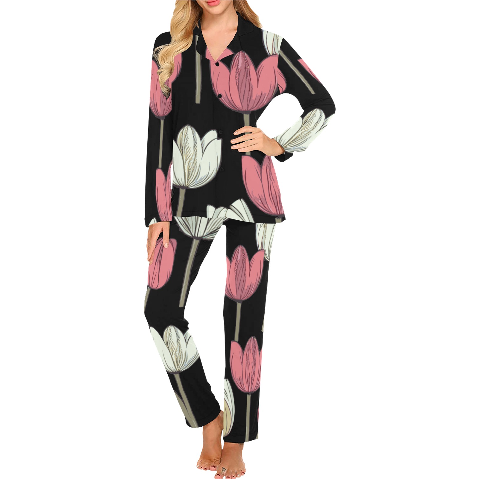 Floral Women's Long Pajama Set