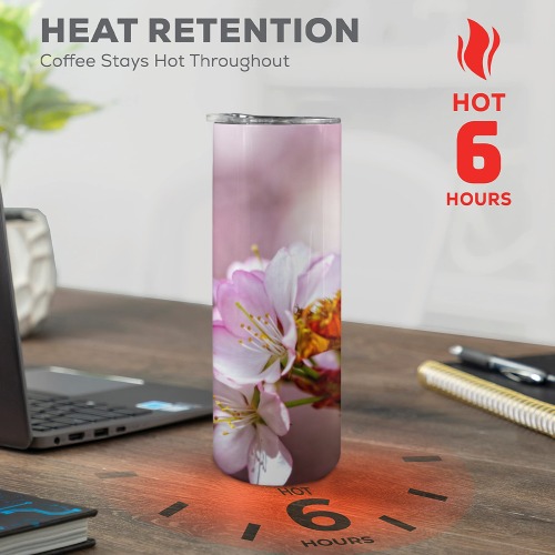 Classy sakura cherry flowers, pink mist of spring. 20oz Tall Skinny Tumbler with Lid and Straw