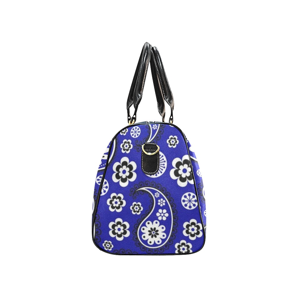 Paisley Royal Blue New Waterproof Travel Bag/Large (Model 1639)