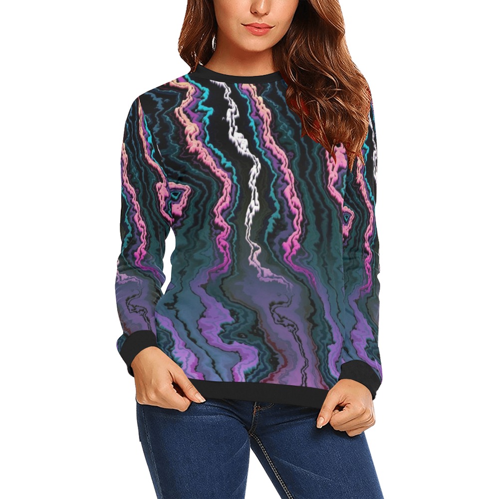 modern colors All Over Print Crewneck Sweatshirt for Women (Model H18)