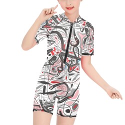 Model 2 Girls' Short-Sleeve One-Piece Swimsuit (Model S19)