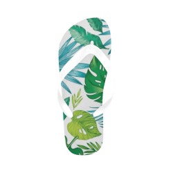 Tropical Leaves - Green, Teal, Aqua Flip Flops for Men/Women (Model 040)