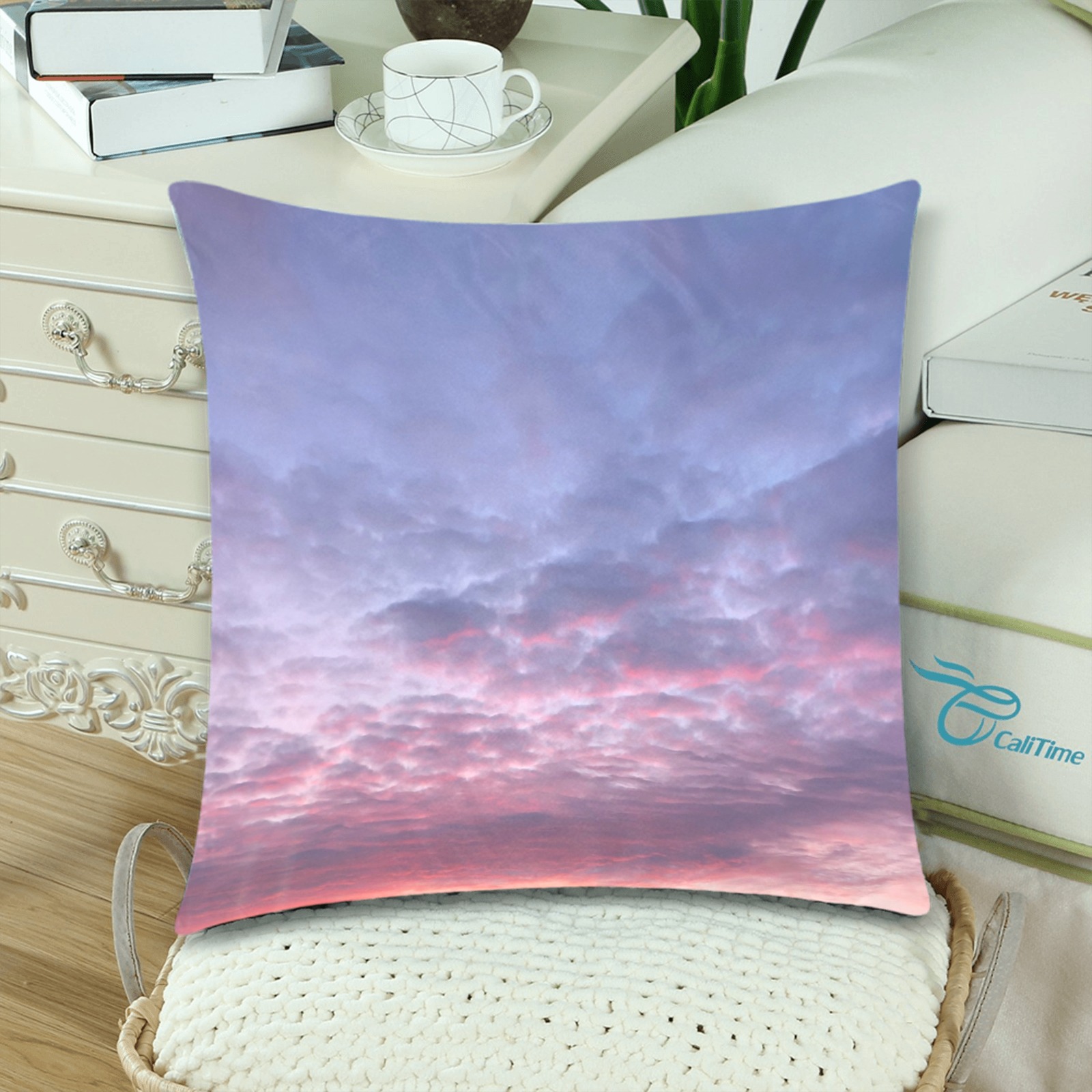 Morning Purple Sunrise Collection Custom Zippered Pillow Cases 18"x 18" (Twin Sides) (Set of 2)