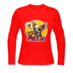CHIHUAHUA EATING PIZZA 11 Sunny Women's T-shirt (long-sleeve) (Model T07)