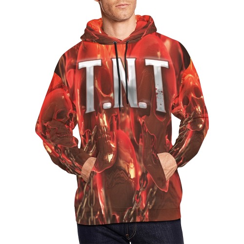 red skull All Over Print Hoodie for Men (USA Size) (Model H13)