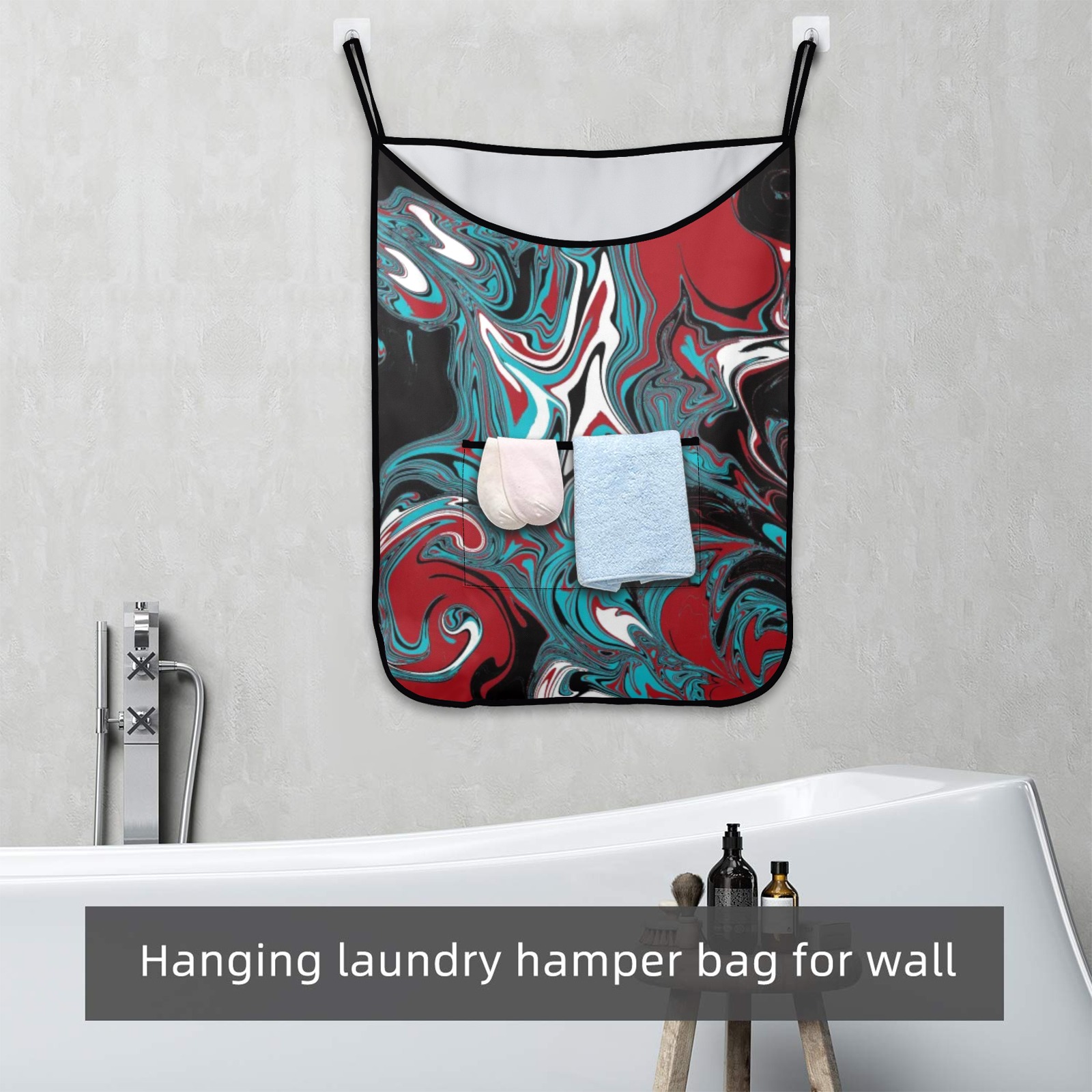 Dark Wave of Colors Hanging Laundry Bag