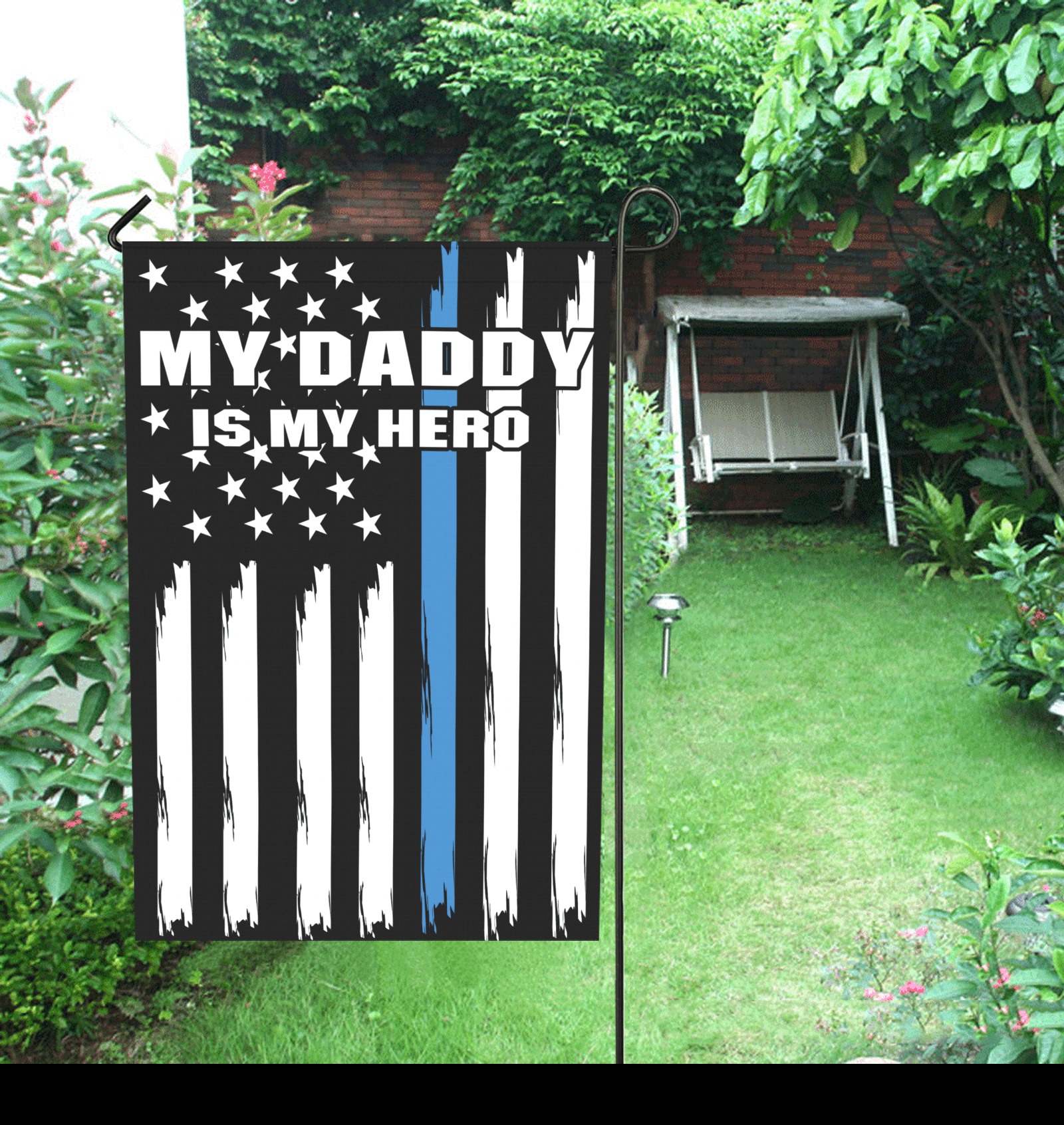 My Police Daddy Is My Hero Garden Flag 28''x40'' （Without Flagpole）