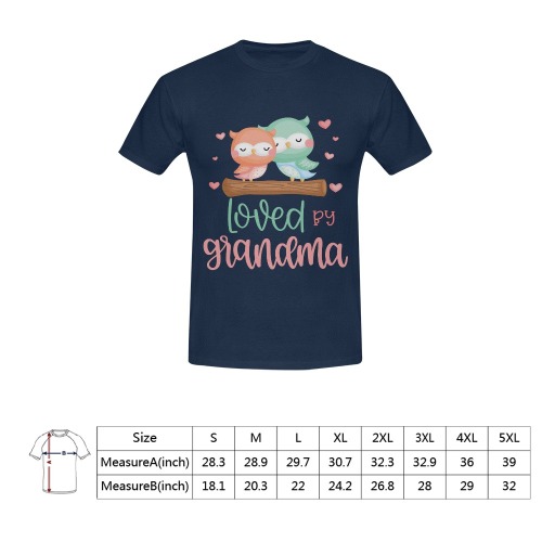 Loved By Grandma with Adorable Owls Men's T-Shirt in USA Size (Front Printing Only)
