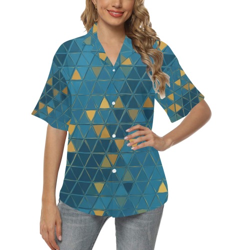 mosaic triangle 6 All Over Print Hawaiian Shirt for Women (Model T58)