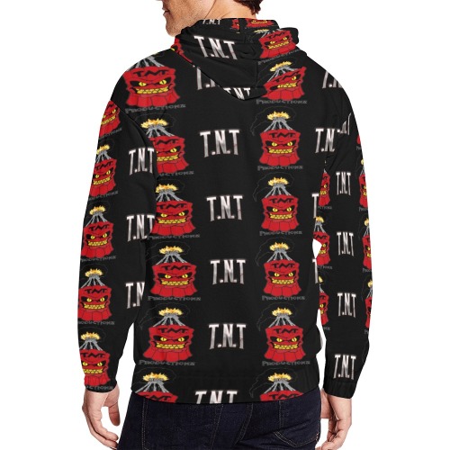 T.N.T All Over Print Full Zip Hoodie for Men (Model H14)