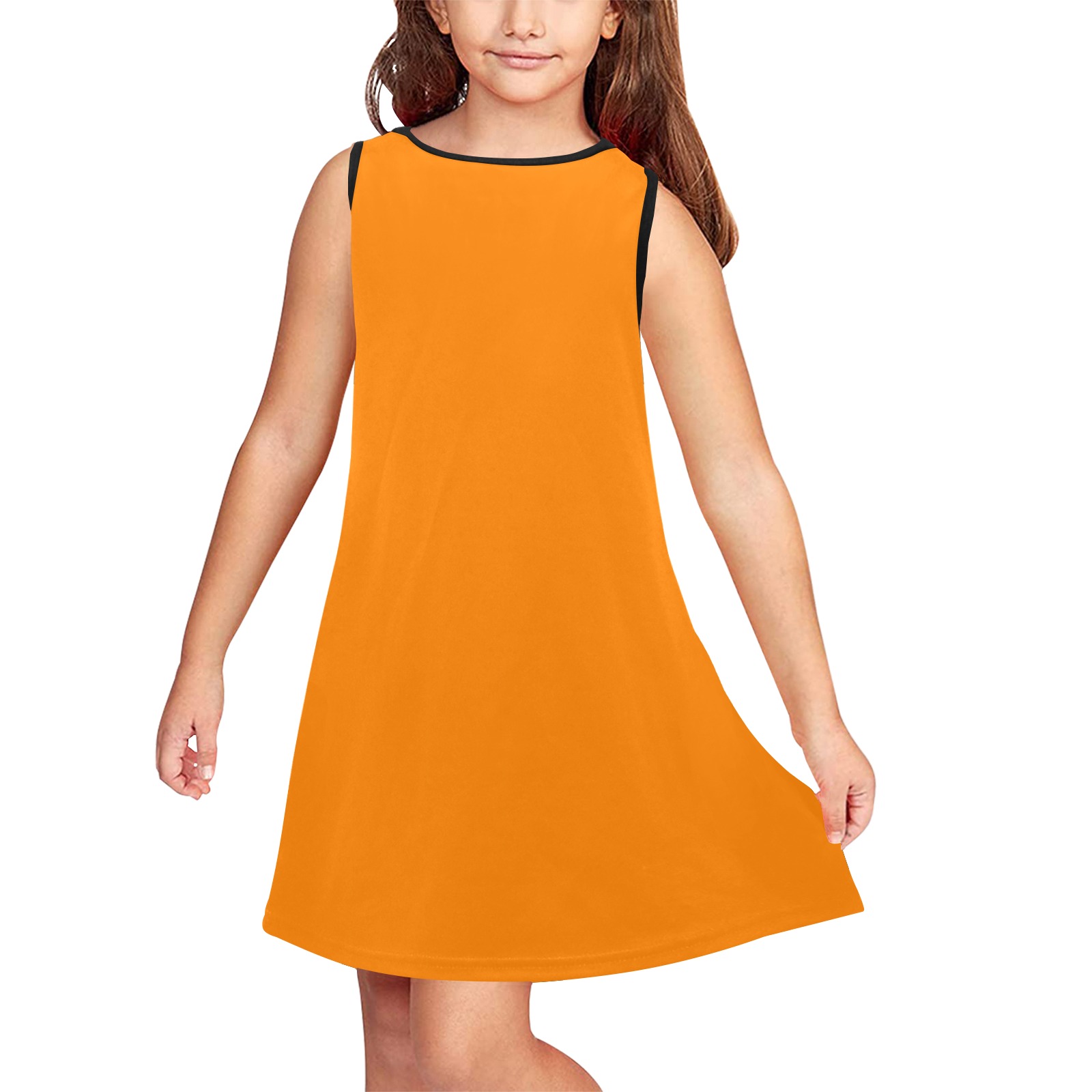 color UT orange Girls' Sleeveless Dress (Model D58)