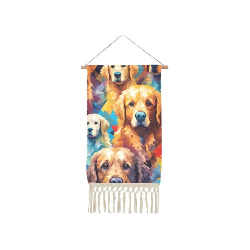 Texture of golden retriever dogs, digital art. Linen Hanging Poster