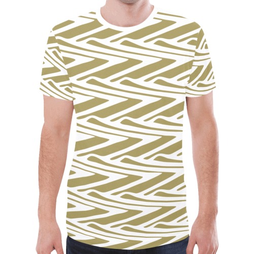Bohemian geometrical white & beige New All Over Print T-shirt for Men (Model T45)