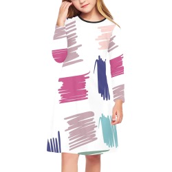 Scribble Abstract Girls' Long Sleeve Dress (Model D59)