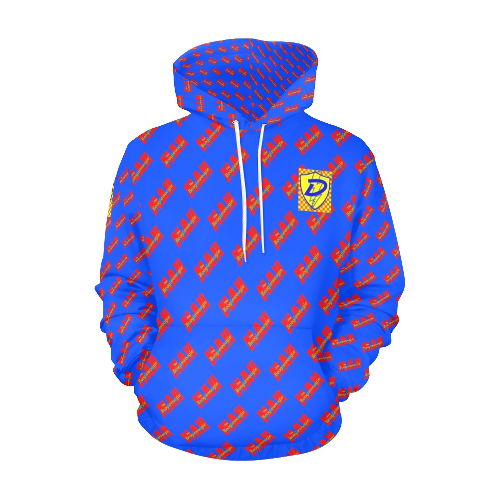 DIONIO Clothing - Tha Boogiewoogie Man Hoodie (Blue & Red Repeat Logo) All Over Print Hoodie for Men (USA Size) (Model H13)