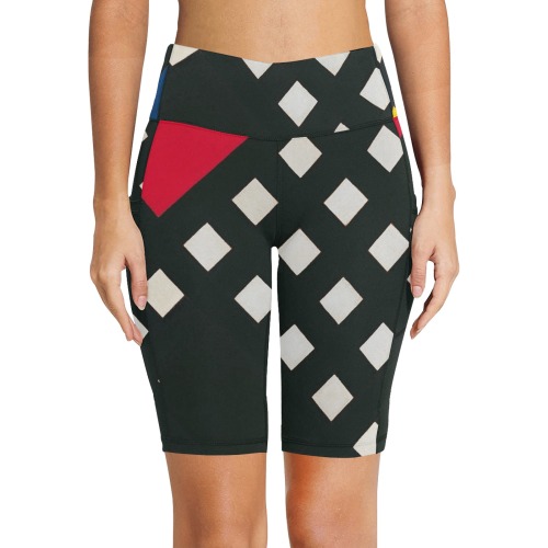 Counter-composition XV by Theo van Doesburg- Women's Workout Half Tights (Model L42)