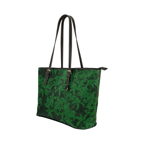 Kinmo Green Leather Tote Bag/Large (Model 1651)