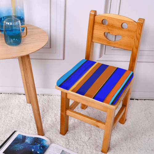 Abstract Blue And Orange 930 Rectangular Seat Cushion