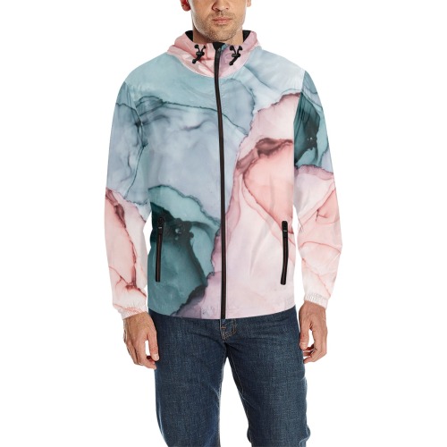 Alcohol ink colors PML 01 All Over Print Quilted Windbreaker for Men (Model H35)