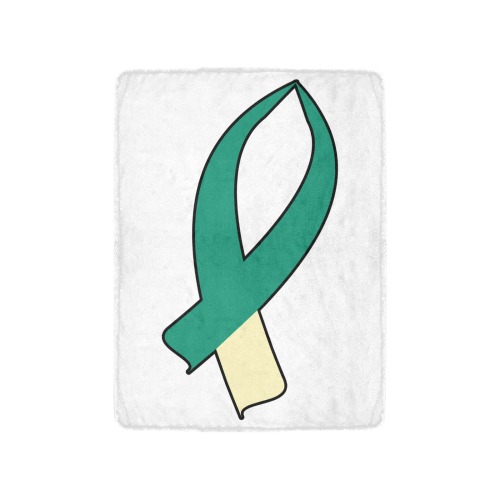 Awareness Ribbon (Teal & Cream) Ultra-Soft Micro Fleece Blanket 30"x40" (Thick)